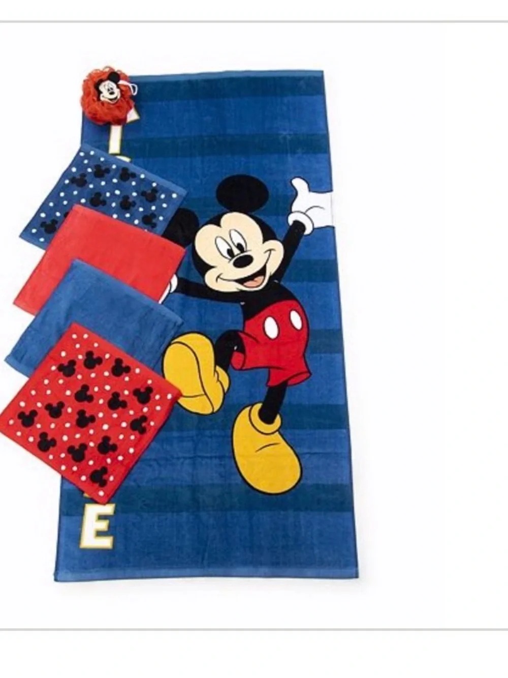 6 piece Disney Mickey Mouse Blue Towel with Red & Yellow Accents